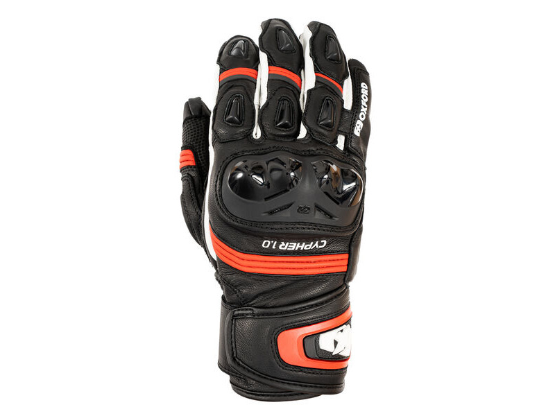 OXFORD Cypher 1.0 Short Leather MS Glove Black/Red/White click to zoom image