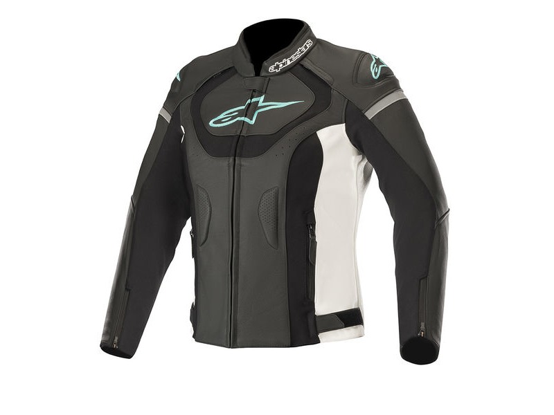 ALPINESTARS Stella Jaws V3 Leath Jckt Blk/W/Teal click to zoom image