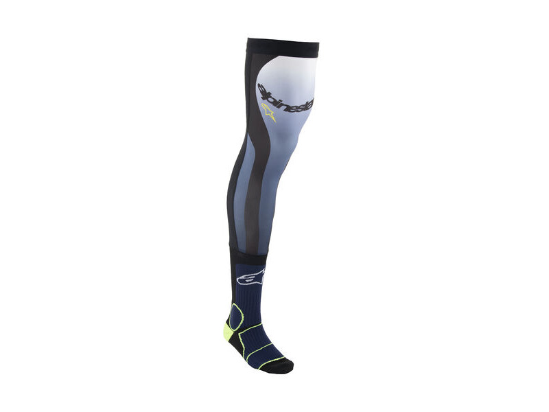 ALPINESTARS Knee Brace Socks Night Navy Yellow Fluo click to zoom image