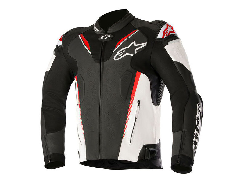 ALPINESTARS Atem V3 Leather Jacket Black White Red Flou click to zoom image