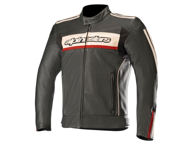 ALPINESTARS Dyno V2 Leather Jacket Black Stone Red click to zoom image