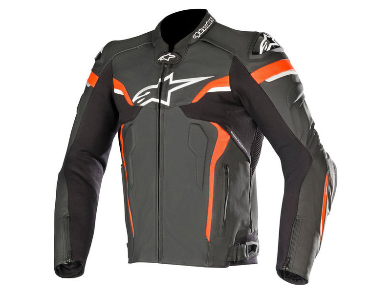 ALPINESTARS Celer V2 Leather Jacket Black White Red Fluo click to zoom image