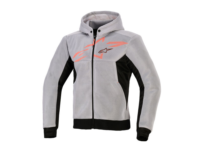 ALPINESTARS Chrome Superairflow Hoodie Black Mid Grey Red Fluo click to zoom image
