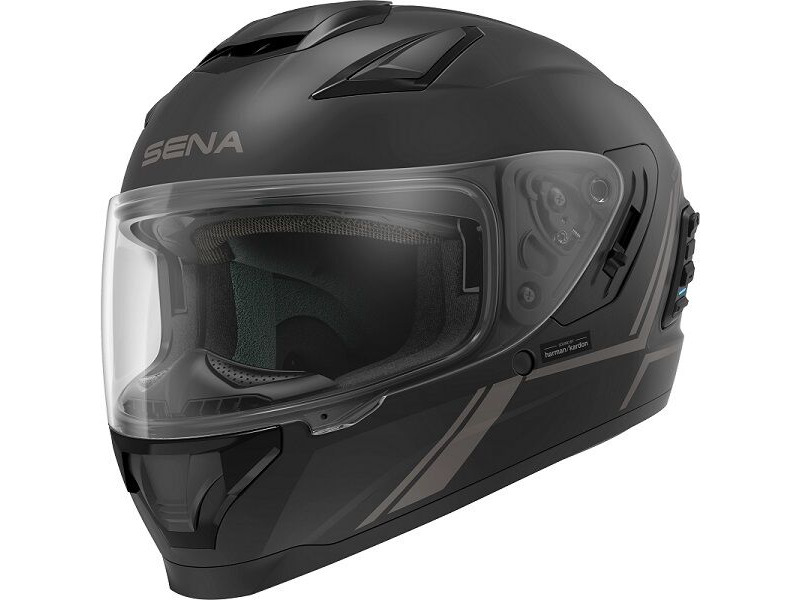 SENA Stryker Full Face Helmet With Mesh Interscom Matt Black click to zoom image