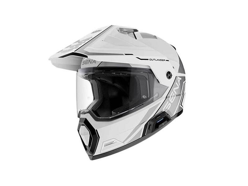 SENA Outlander Smart Dual Sport Helmet w Mesh Comms Glossy White click to zoom image