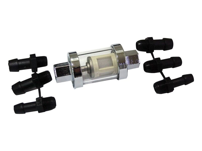 BIKE IT Glass Fuel Filter With 1/4in 5/16in and 3/8in Adaptors click to zoom image