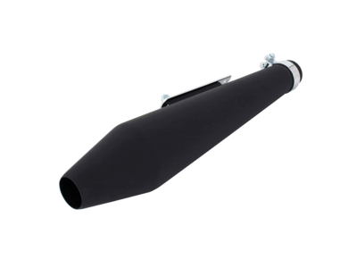 BIKE IT Universal Silencer 19" Cone- Fixed Baffle 38<>45mm Id Bracket Matt Black Inc