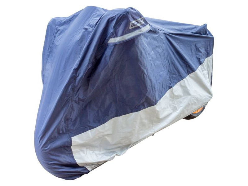 BIKE IT Deluxe Heavy Duty Rain Cover - Blue/Silver - Medium Fits Up To 600cc click to zoom image