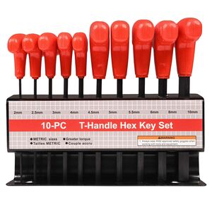 BIKE IT 10pc T-Handle Hexagon Key Sets With Rack click to zoom image