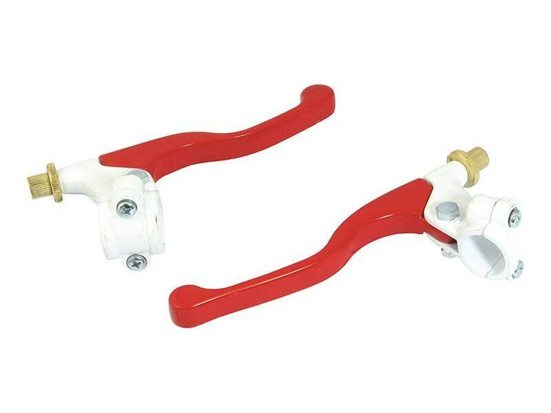 BIKE IT Lever Assembly Universal Short Red Lever/White Perch (Without Mirror Boss) click to zoom image