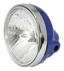 BIKE IT Headlight Universal 7" Round Solid Blue With Diamond Eye Lens 12V 35W 