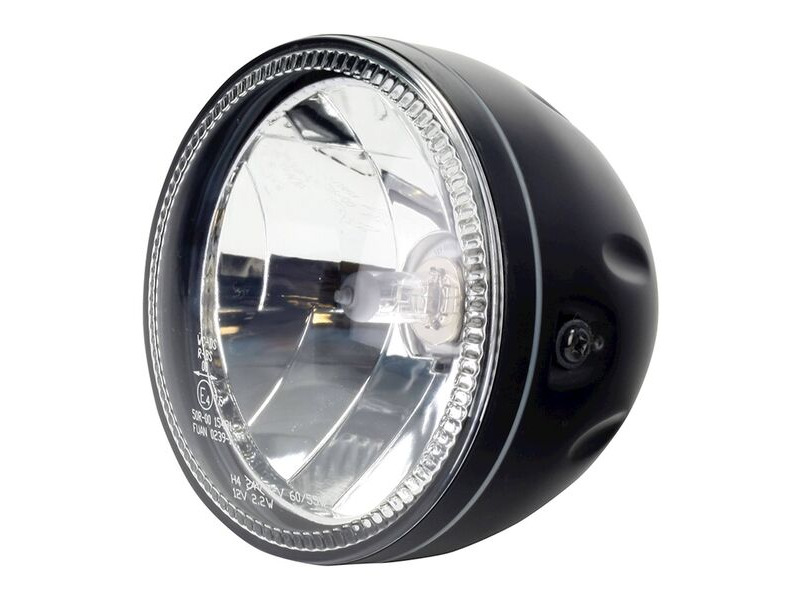 BIKE IT Universal 5¾" Halo Headlight Side Mount Matt Black H4 12V 60/55W click to zoom image