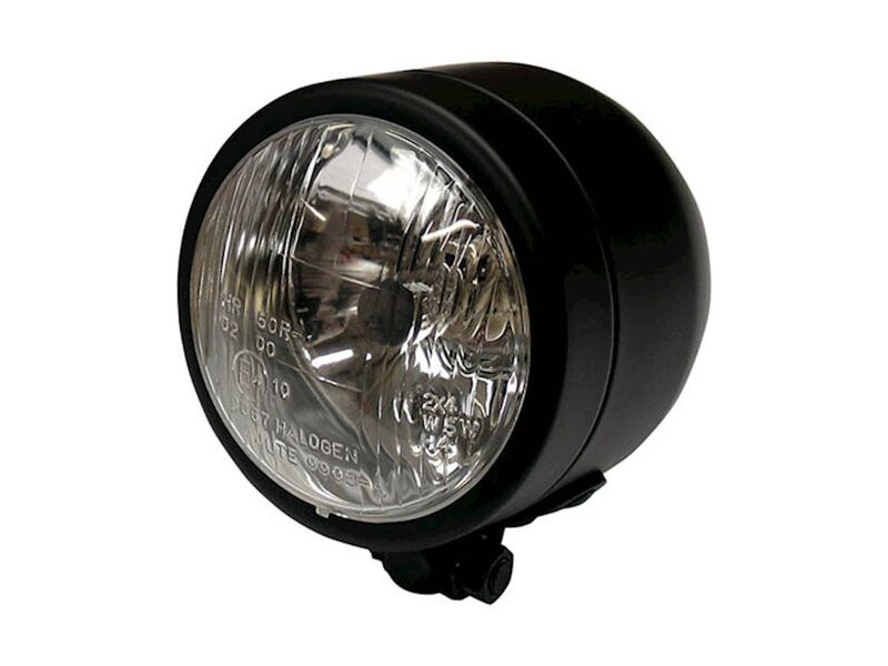 BIKE IT Universal Single Round Dominator Headlight (Matt Black Bottom Mount / H4 12V 60/55W) click to zoom image