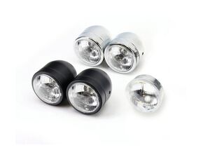 BIKE IT Universal Twin Round Dominator Headlight Chrome Bottom Mount E-Marked Halogen-Bulb H4 12V 60/55W 