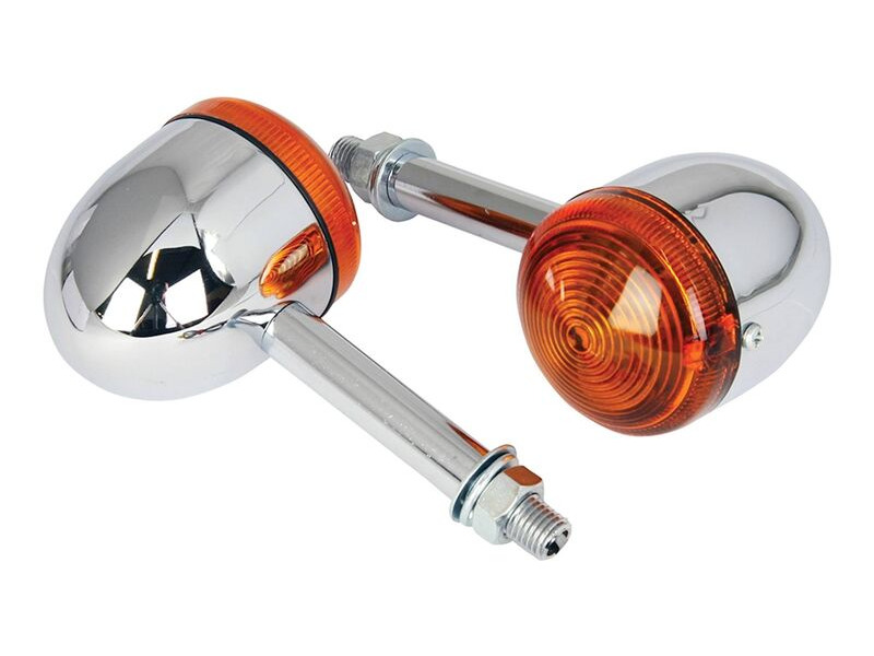 BIKE IT Long Stem Bullet Indicators With Chrome Body And Amber Lens click to zoom image