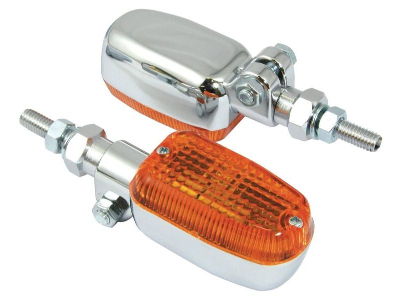 BIKE IT Adjustable Stem Indicators With Chrome Body And Amber Lens click to zoom image