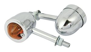 BIKE IT Long Stem Mini Custom Indicators With Chrome Body And Amber Lens 