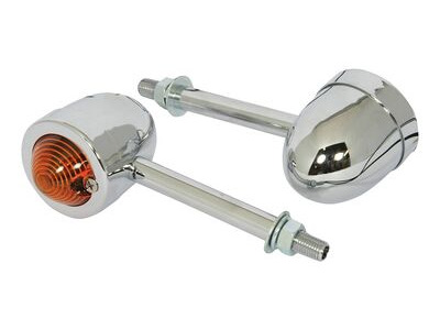 BIKE IT Extra Long Stem Mini Custom Indicators With Chrome Body And Amber Lens