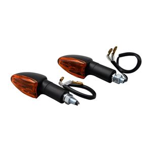 BIKE IT Long Stem Mini Spear Indicators With Black Body And Amber Lens 