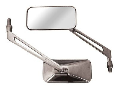 BIKE IT Runner Universal Rectangular Chrome Mirrors With 10mm Thread