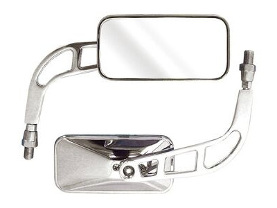 BIKE IT Knight Universal Rectangular Chrome Mirrors With 10mm Thread