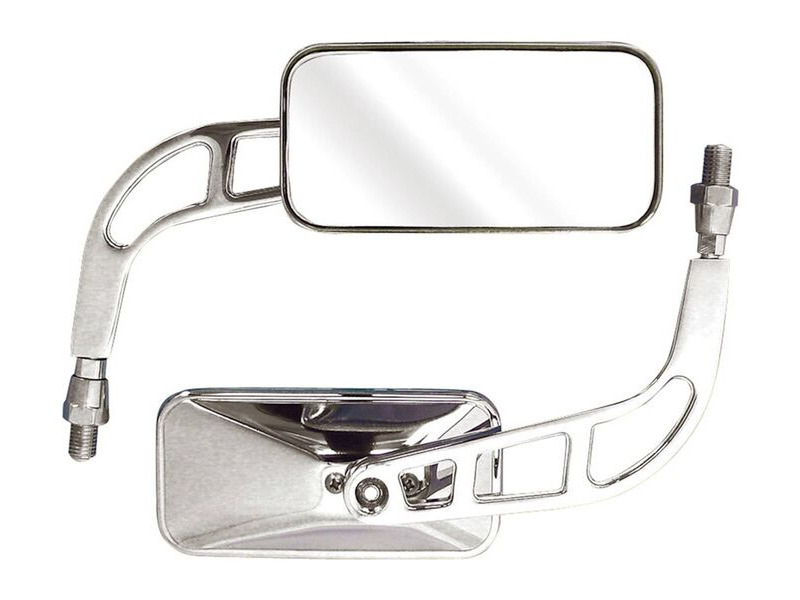 BIKE IT Knight Universal Rectangular Chrome Mirrors With 10mm Thread click to zoom image