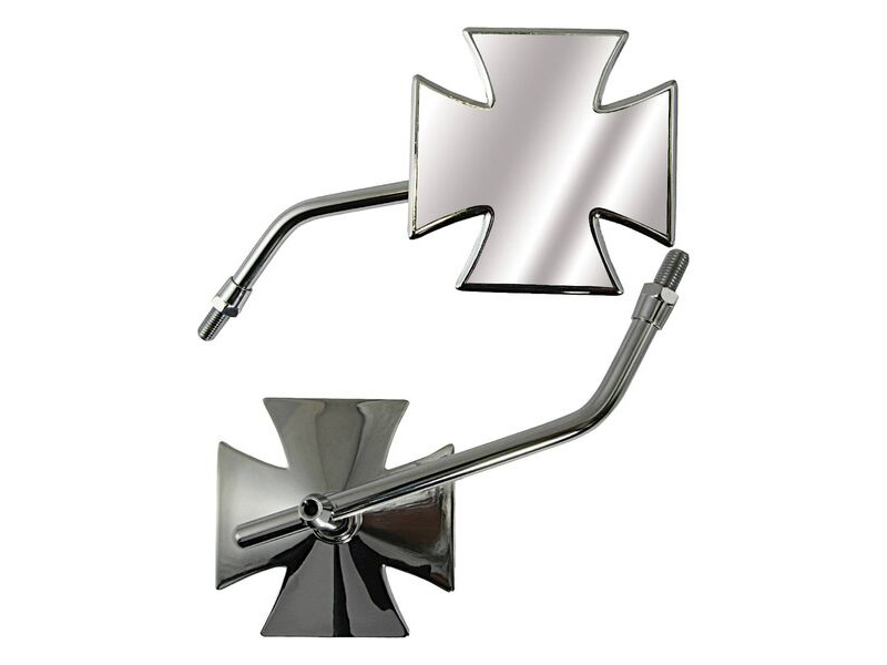 BIKE IT Maltese Cross Universal Chrome Mirrors click to zoom image