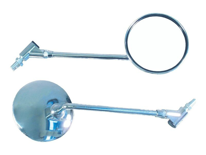 BIKE IT Universal Chrome Round Mirror With 8/10mm Thread Removable Knuckle And Adaptors click to zoom image