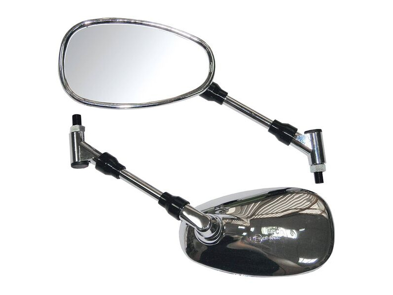 BIKE IT Pair Of Oval Chrome Yamaha Mirrors - #Y009 click to zoom image