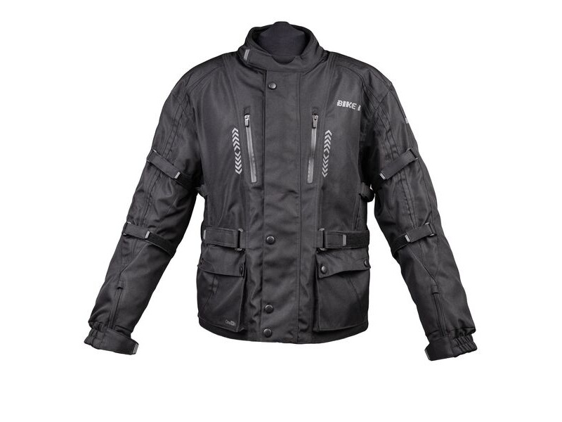 BIKE IT 'Triple Black' Waterproof Adventure Motorcycle Jacket click to zoom image