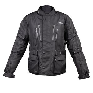 BIKE IT 'Triple Black' Waterproof Adventure Motorcycle Jacket click to zoom image