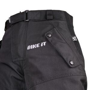 BIKE IT 'Triple Black' Ultimate Adventure Waterproof Motorcycle Pants/Trousers click to zoom image