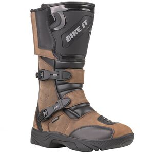 BIKE IT 'Triple-Black' Motorcycle Adventure Boots (Brown) click to zoom image