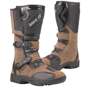 BIKE IT 'Triple-Black' Motorcycle Adventure Boots (Brown) click to zoom image