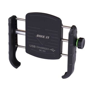 BIKE IT Compact Motorcycle USB QC3.0 Phone Charger Holder click to zoom image