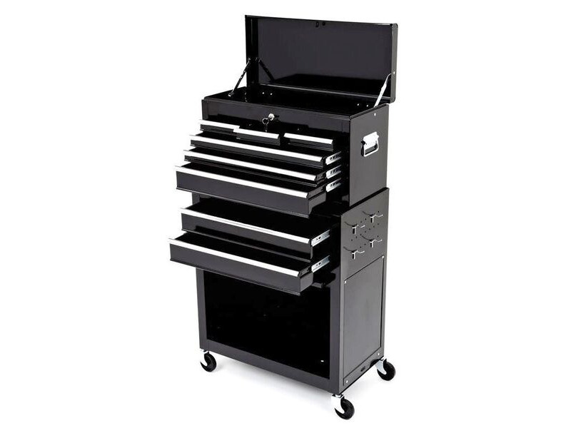 BIKETEK Black Rolling Tool Cabinet With Top Chest click to zoom image