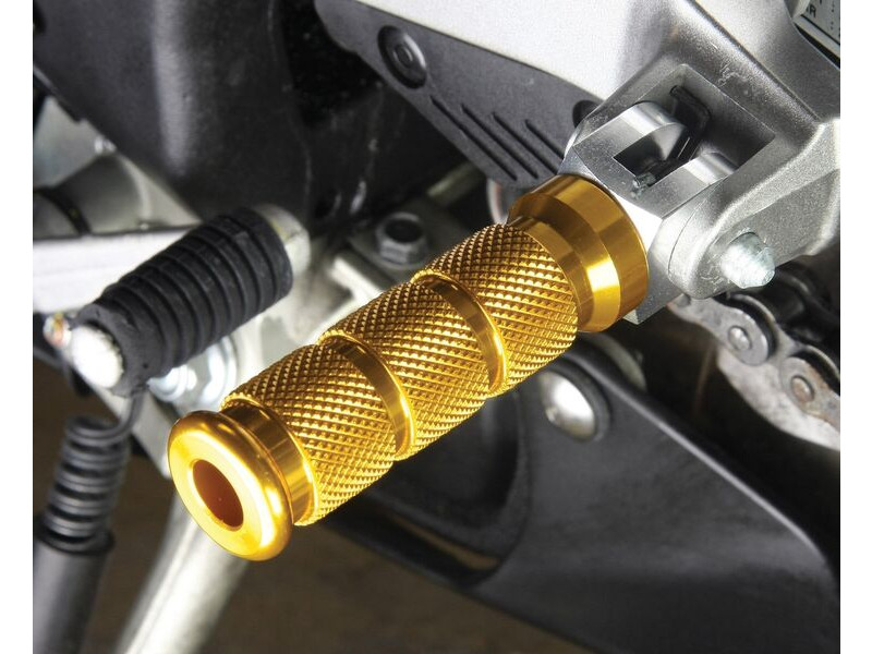 BIKETEK Alloy Round Sports Footpegs Ducati Rider Gold click to zoom image