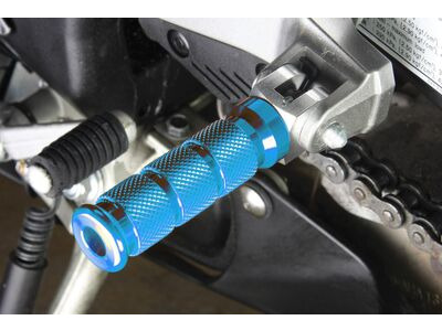 BIKETEK Alloy Round Sports Footpegs Ducati Pillion Blue