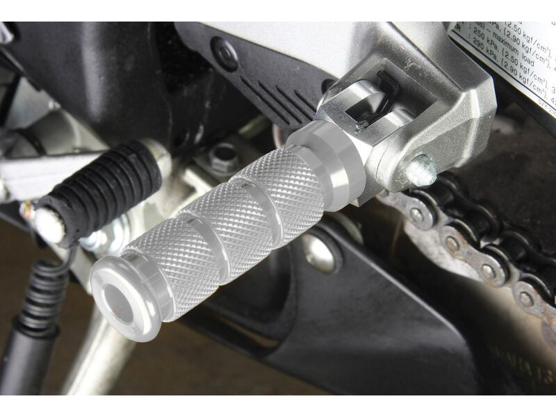 BIKETEK Alloy Round Sports Footpegs Honda Pillion Chrome click to zoom image