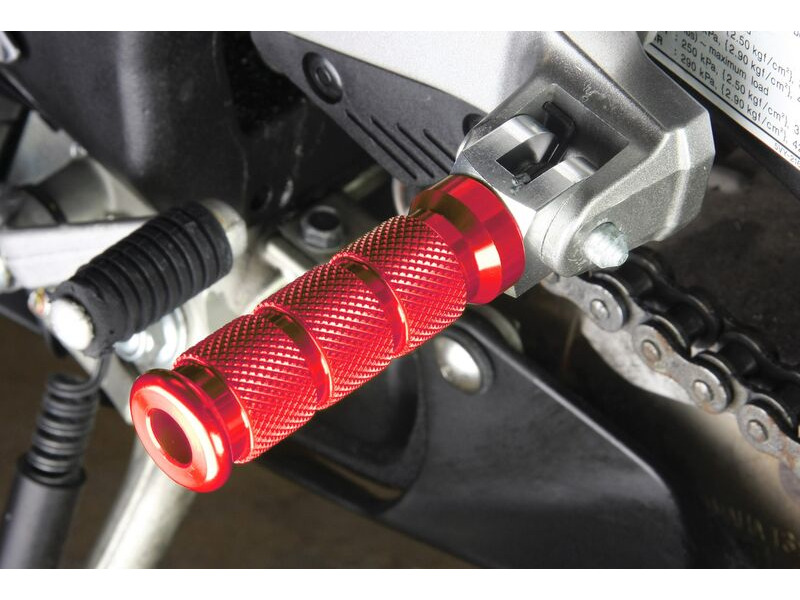 BIKETEK Alloy Round Sports Footpegs Kawasaki Rider Red click to zoom image