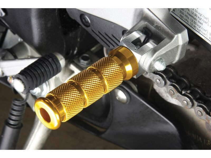 BIKETEK Alloy Round Sports Footpegs Kawasaki Pillion Gold click to zoom image