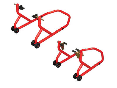 BIKETEK Series 3 Front And Rear Track Paddock Stand Set - Red