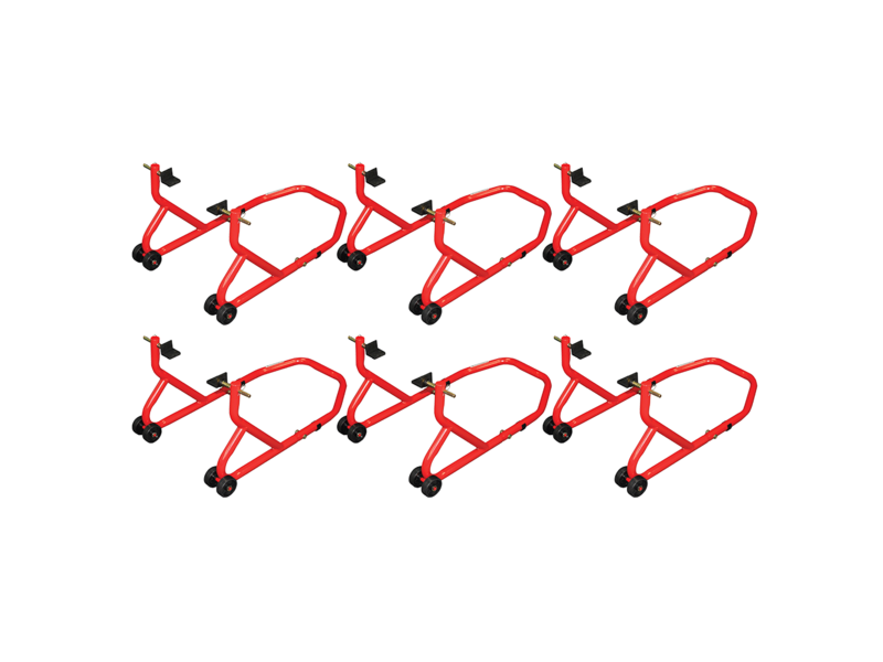 BIKETEK Series 3 Rear Track Paddock Stand 6 Pack - Red click to zoom image