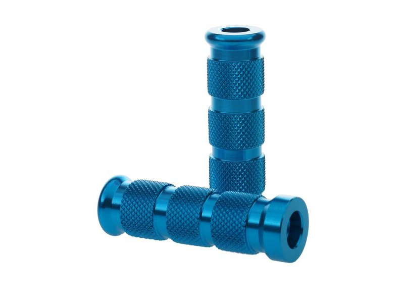 BIKETEK Aluminium Knurled Replacement Road/Track Footrest Pegs Round (Blue) - PAIR click to zoom image