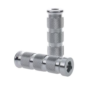 BIKETEK Aluminium Knurled Replacement Road/Track Footrest Pegs Round (Silver / Chrome) - PAIR 