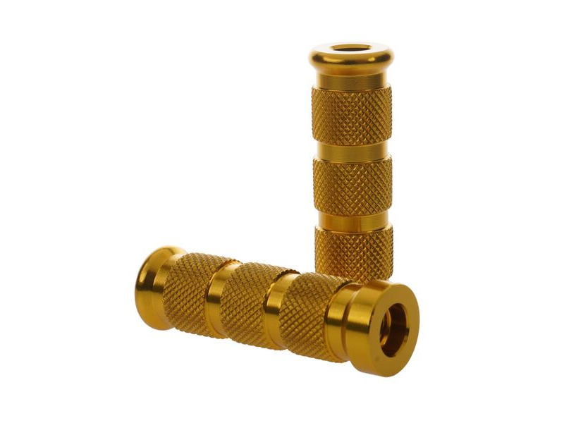 BIKETEK Aluminium Knurled Replacement Road/Track Footrest Pegs Round (Gold) - PAIR click to zoom image