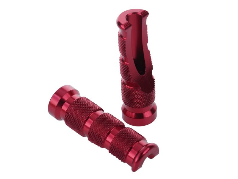 BIKETEK Aluminium Tapered Footrest Pegs (Pair) - Red click to zoom image