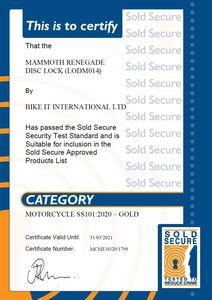 MAMMOTH SECURITY Renegade Disc Lock 13mm Fluoro Yellow Sold Secure Gold Approved click to zoom image