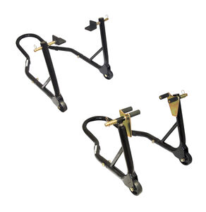 MotoGP Round Tubing Front And Rear Track Paddock Stand Set - Black 