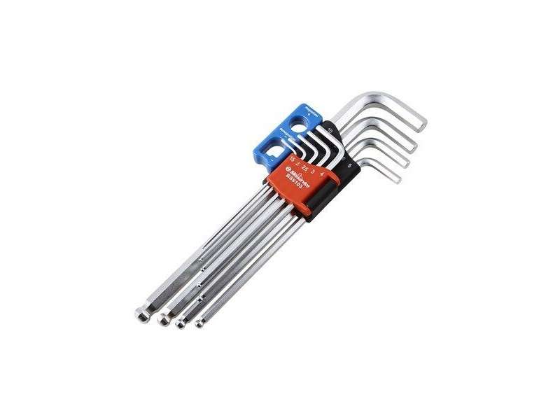 BIKESERVICE 9pc Magnetic Ball Point Hex Key Set LONG - BS9103 click to zoom image